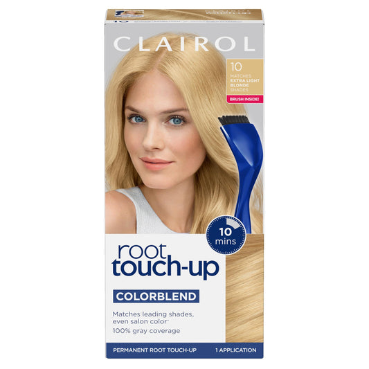 Clairol Root Touch-Up by Nice'n Easy Permanent Hair Dye, 10 Extra Light Blonde Hair Color | 100% Gray Coverage | Easy Brush Application | Matches