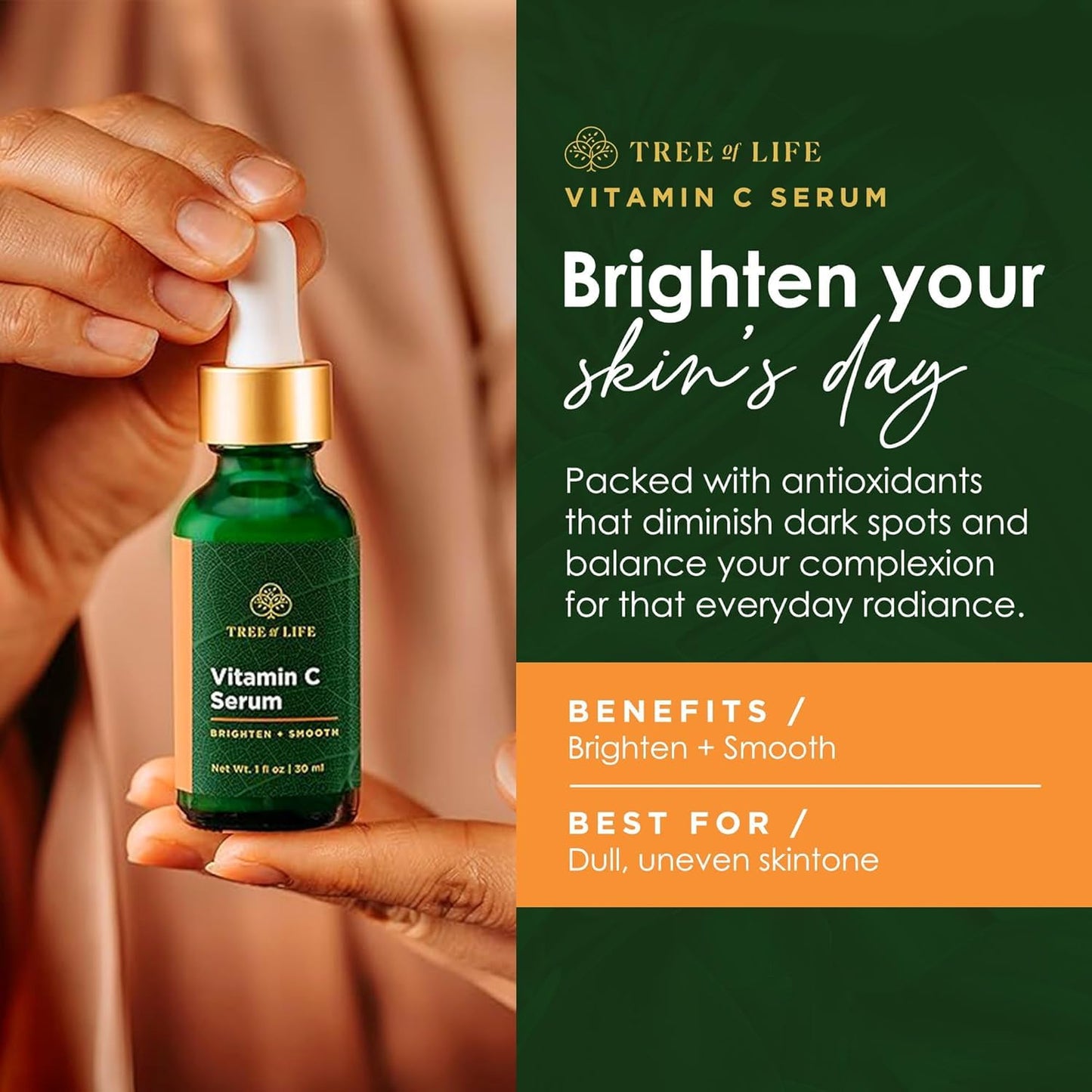 Tree of Life Beauty Vitamin C Skin Care Set, Skin Brightening Face Oil for Dark and Age Spots, Facial Serums for Dry and Sensitive Skin