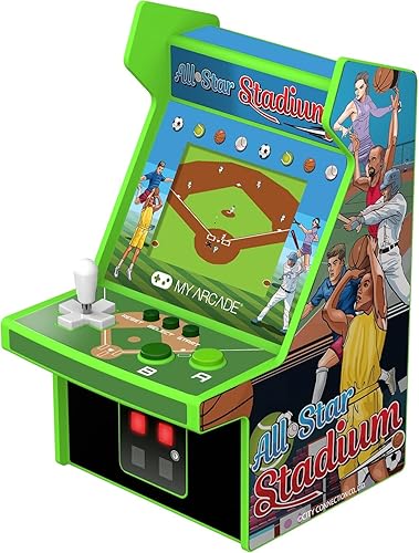 My Arcade All Star Stadium Micro Player- Fully Portable Mini Arcade Machine with 307 Retro Games, 2.75" Screen,White