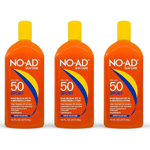 NO-AD Sport Sunscreen Lotion SPF 50 -- 16 fl oz (Pack of 3)