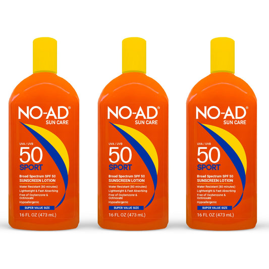 NO-AD Sport Sunscreen Lotion SPF 50 -- 16 fl oz (Pack of 3)