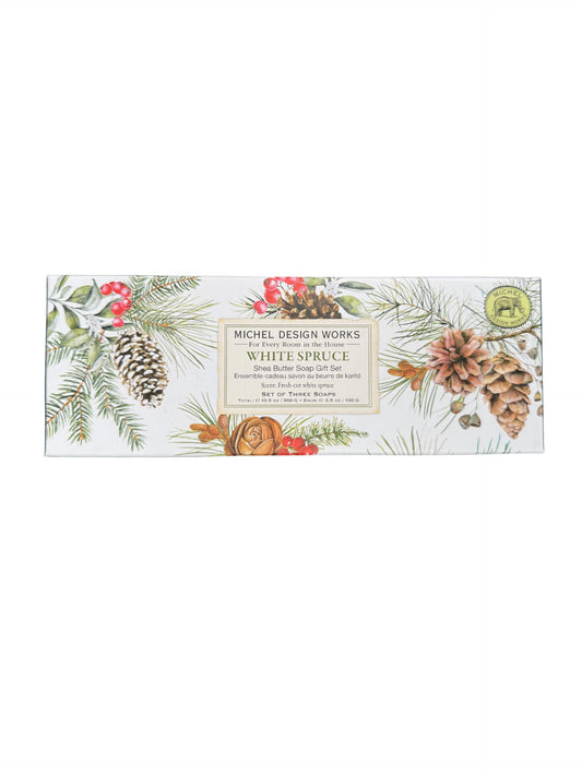 Michel Design Works Triple Shea Butter Soap Gift Set (3 Bars) (White Spruce)