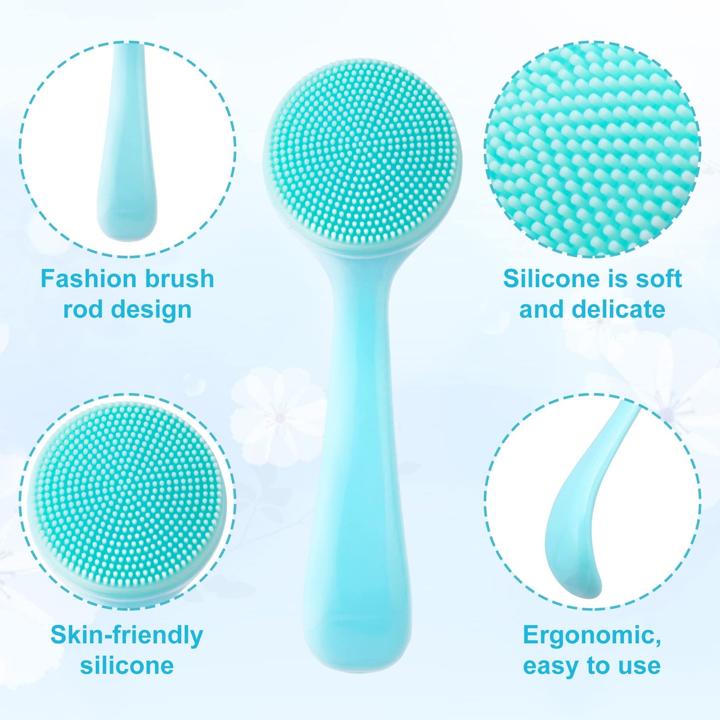 HINZIC 2 Pack Silicone Manual Facial Cleansing Brush, Skin Friendly Waterproof Face Cleaning Scrubber Exfoliator Cleanser for Blackheads Whiteheads