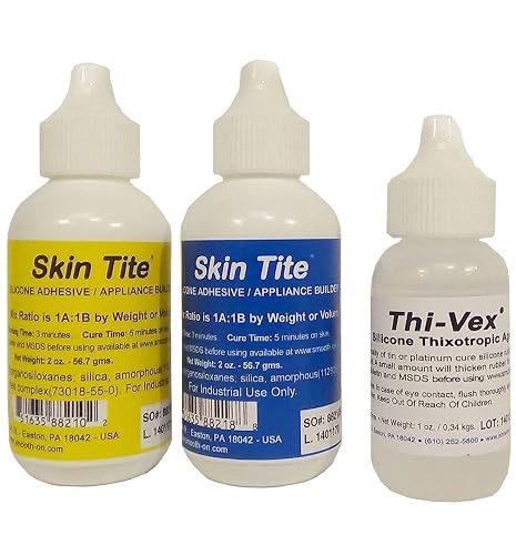 Smooth-On Skin Tite 4 Oz and Thivex 1 Oz Kit - Platinum Silicone Adhesive and Prosthetic Appliance Builder - Special Effects