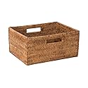 KOUBOO La Jolla Rattan Shelf Handles, Medium, Honey-Brown Storage Basket,