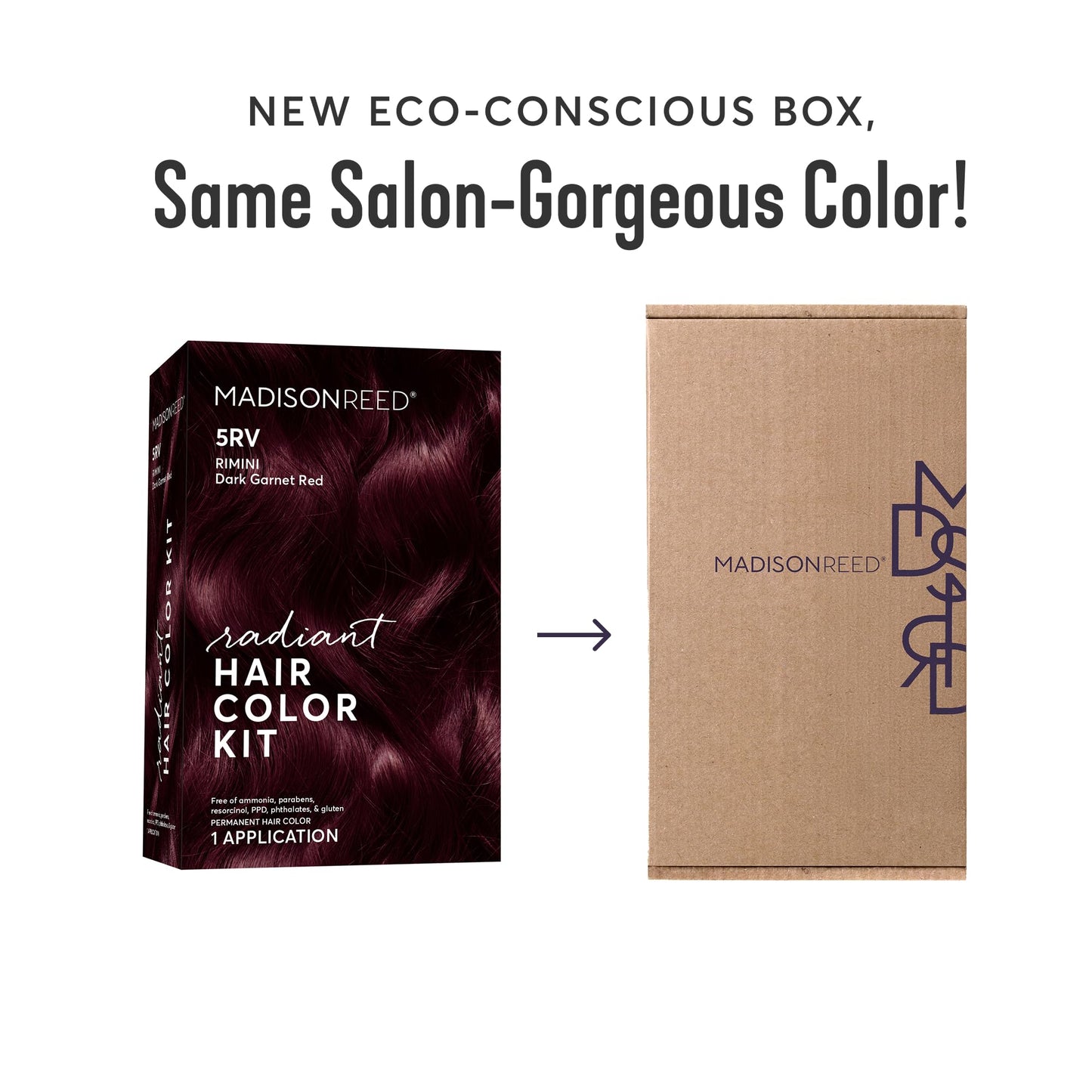 Madison Reed Radiant Hair Color Kit - 5RV Dark Garnet Red with Vibrant Red Violet Tones (Rimini Garnet) Vivid Color Permanent Hair Dye, PPD-Free
