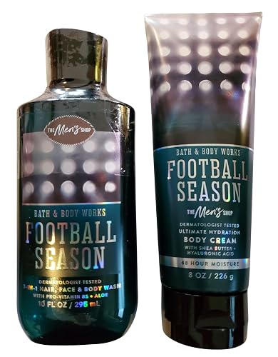 Bath & Body Works Men's Football Season 3-in-1 Hair, Face & Body Wash and Body Cream 2 Piece Set Beauty & Personal Care Bath & Body Works