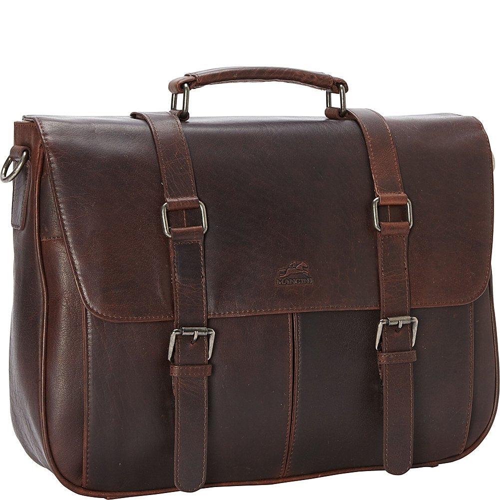 Mancini Leather Goods Single Compartment 15" Laptop Briefcase with RFID Secure