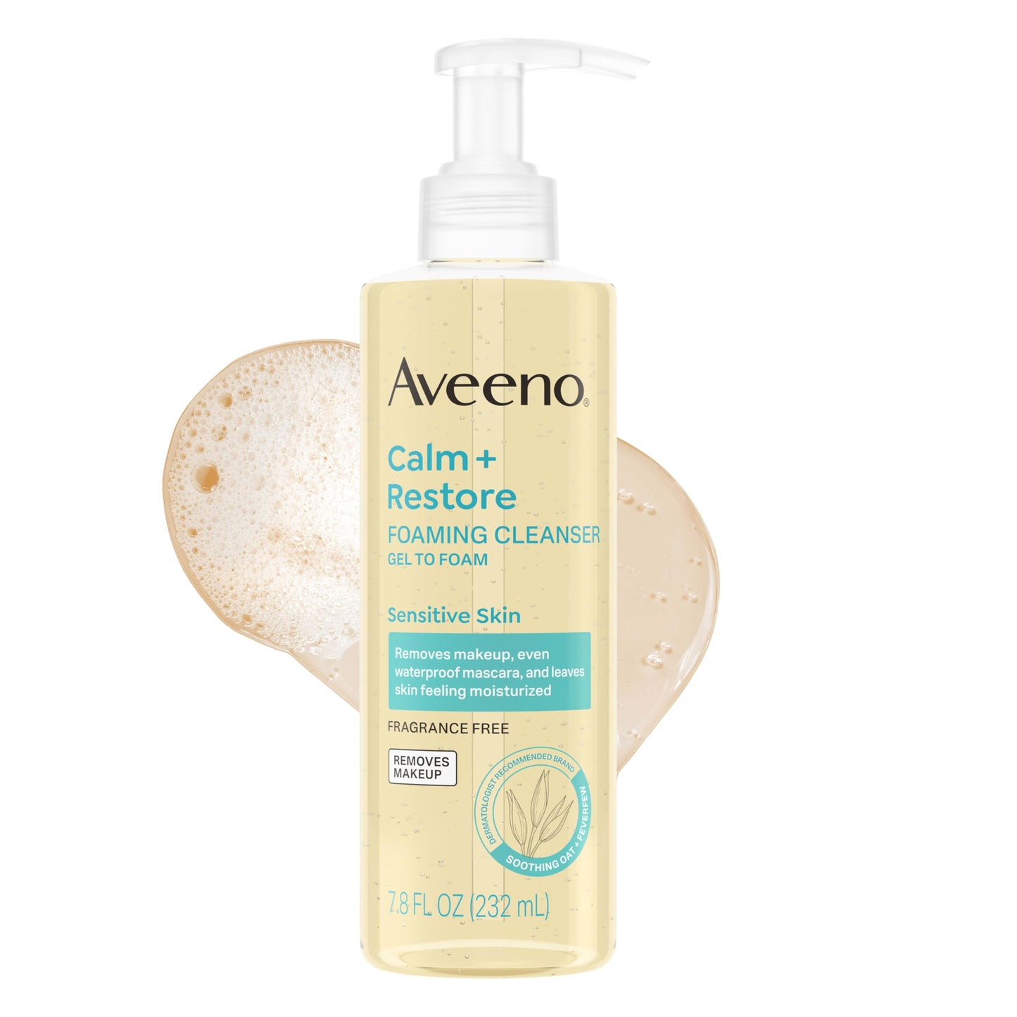 Aveeno Calm + Restore Foaming Cleanser, Daily Face Wash for Sensitive Skin, Gentle Foaming Cleanser Removes Makeup with Soothing Oat, Feverfew Beauty and Personal Care Aveeno Default Title