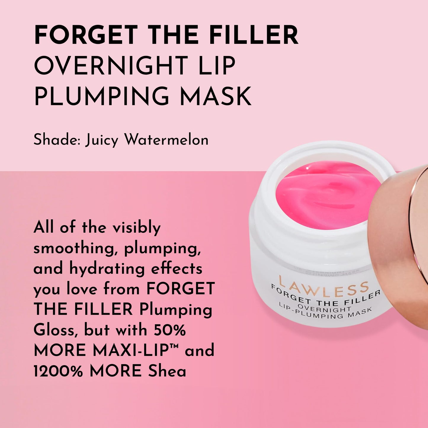 Lawless Women's Forget The Filler Overnight Lip Plumping, Juicy Watermelon, 0.28 Ounce (Pack of 1)
