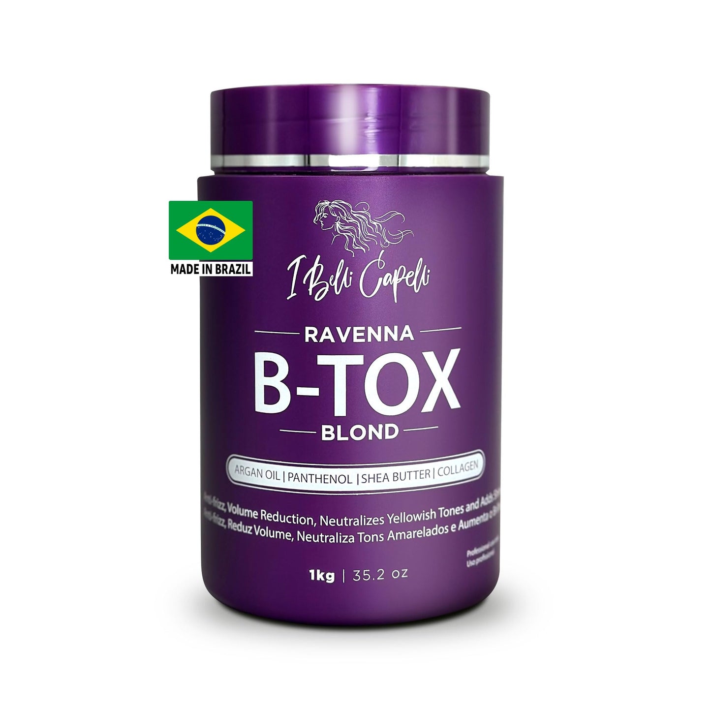 I Belli Capelli Ravenna Hair B-tox Treatment for Blond Hair, 35.2 oz (1kg) - Formaldehyde-Free, Anti-Frizz, Smoothing, Deep Hydrating