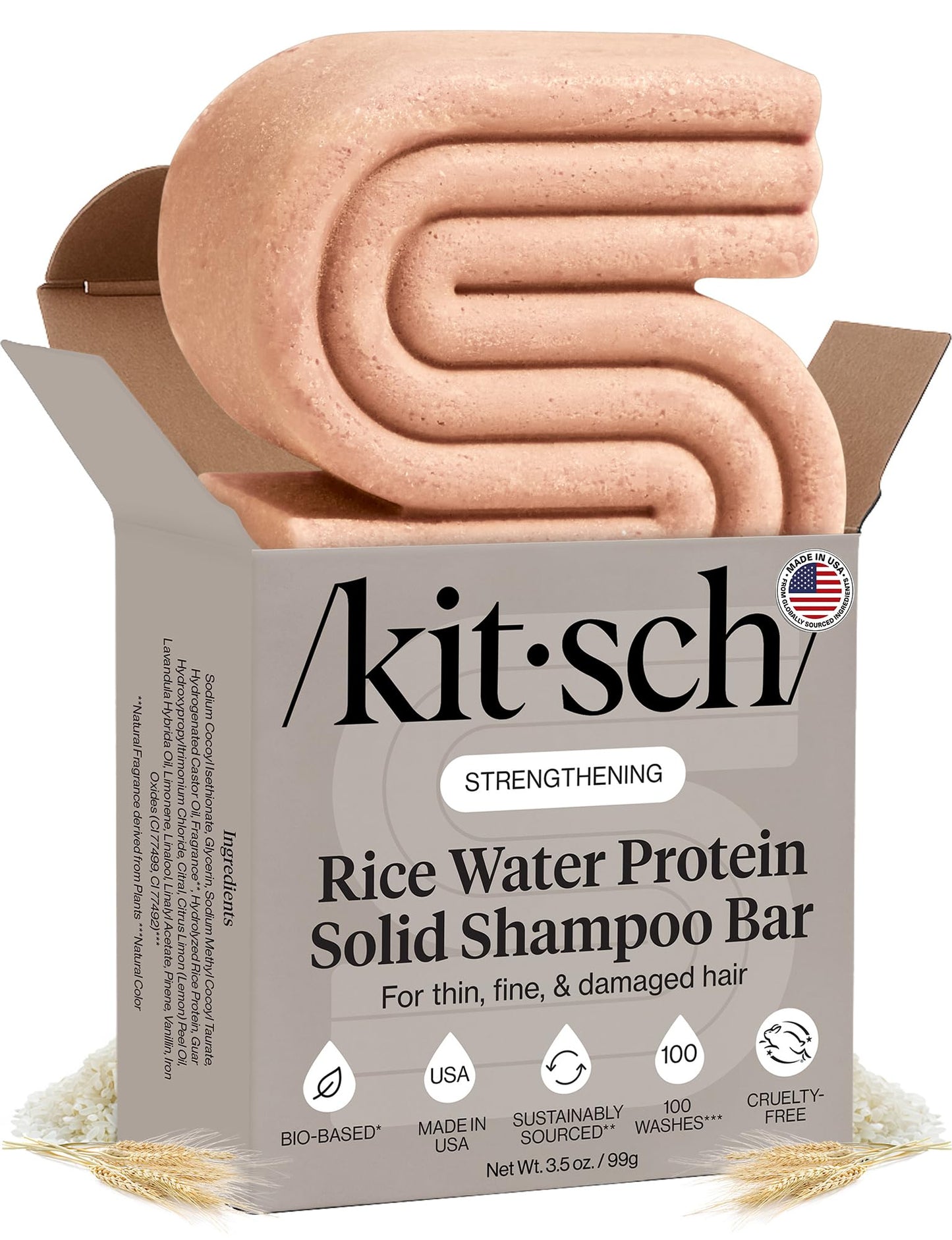 Kitsch Rice Water Shampoo Bar Soap for Hair Growth - Made in USA, 3.5 oz Beauty and Personal Care Kitsch Default Title