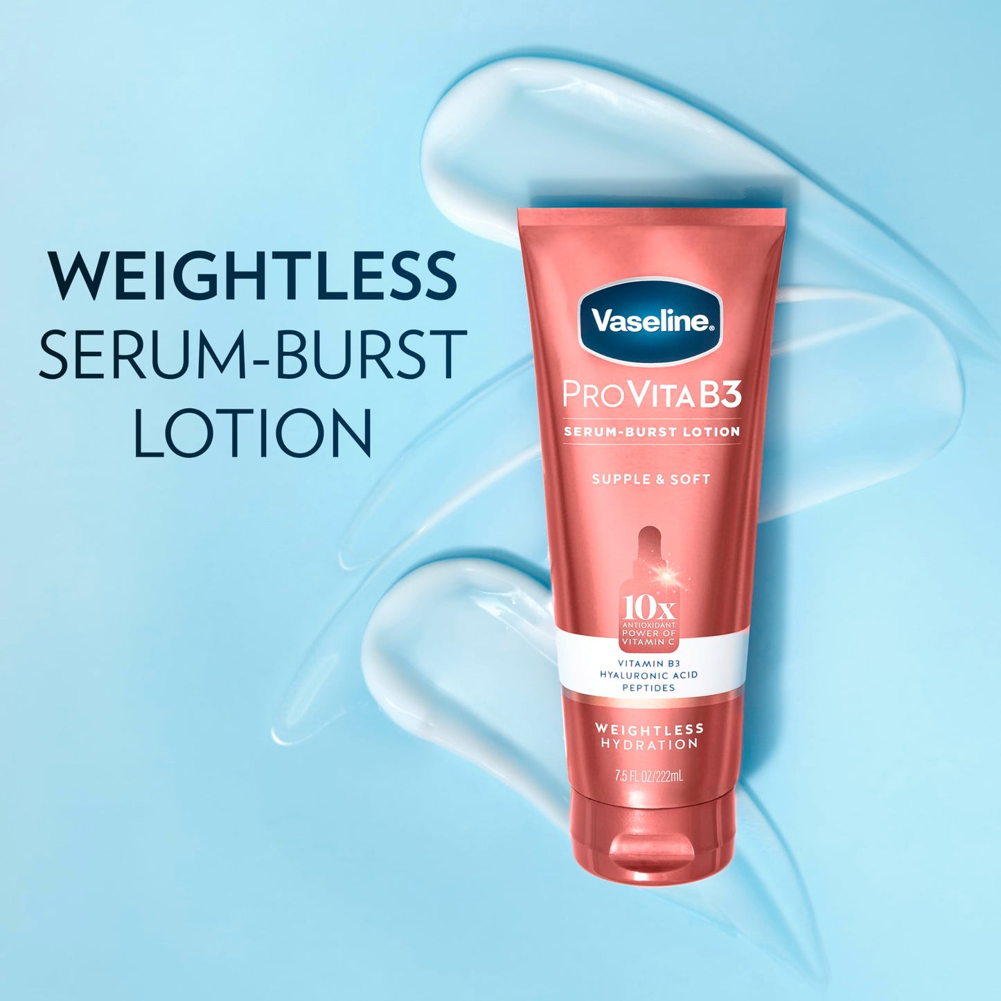 Vaseline Pro VitaB3 Serum Burst Lotion Supple & Soft Healthy, Hydrated Skin, Lightweight 10x Antioxidant Power of Vitamin C with Vitamin B3