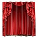 GETTOGET Theatre Shower Curtain, Show Stage Curtains Red Curtains Classic Antique Background, Waterproof Polyester Curtain Festival Gift, 72x72 in