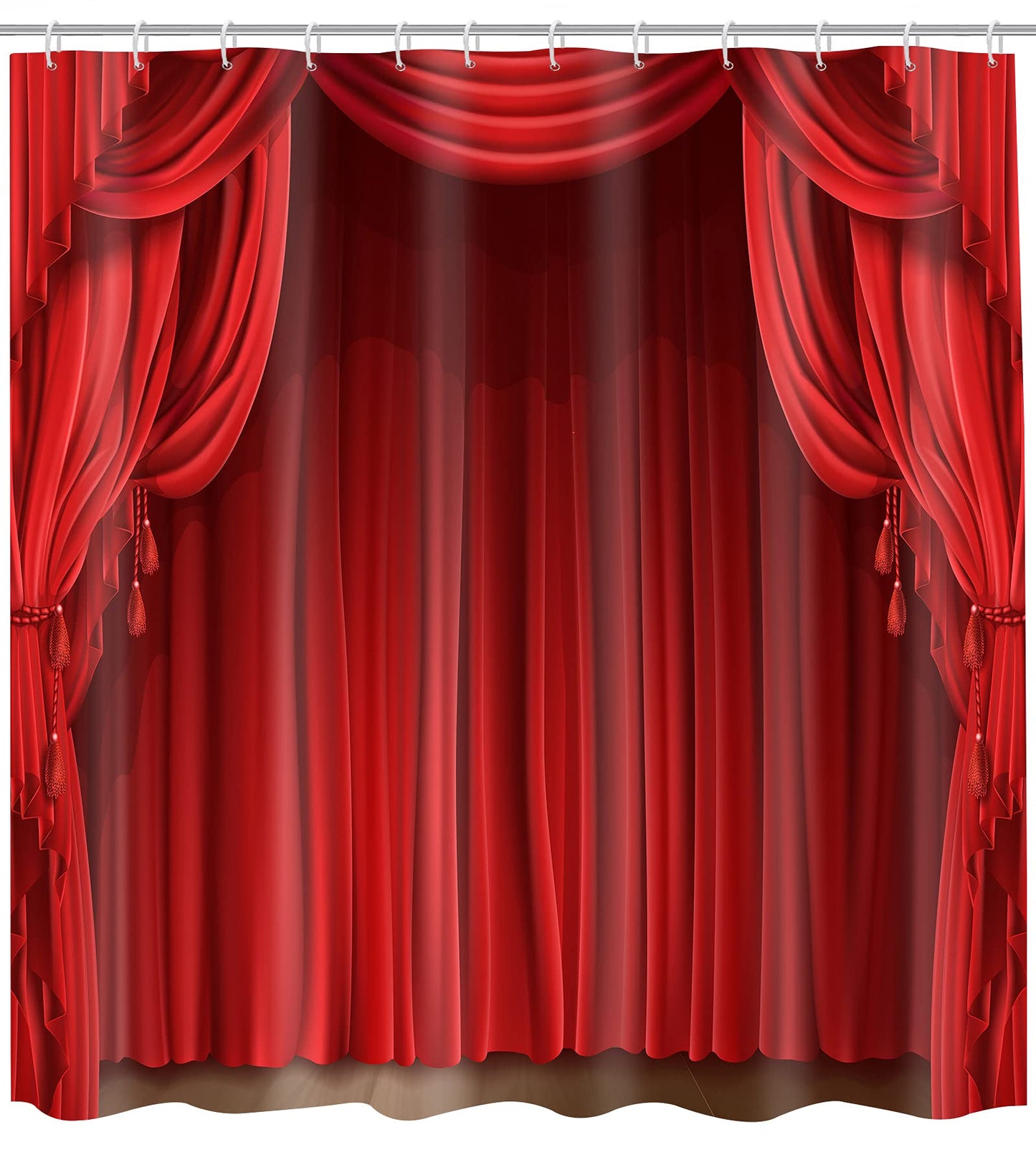 GETTOGET Theatre Shower Curtain, Show Stage Curtains Red Curtains Classic Antique Background, Waterproof Polyester Curtain Festival Gift, 72x72 in