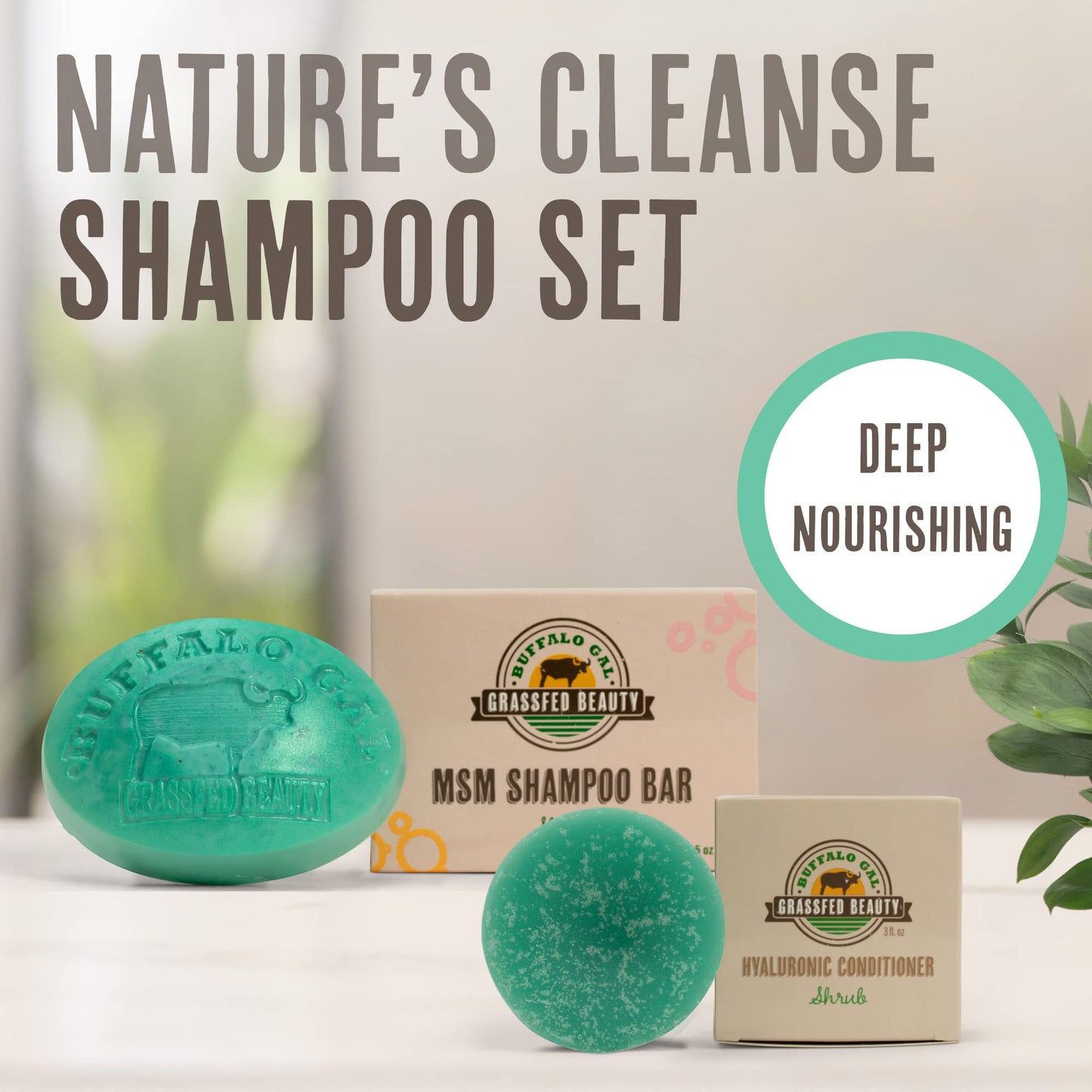 MSM and Tallow Shampoo Bar + Hyaluronic and Tallow Hair Conditioner Bar, Solid Bar Shampoo and Conditioner for Hair Growth, Non-Soap, For All Hair