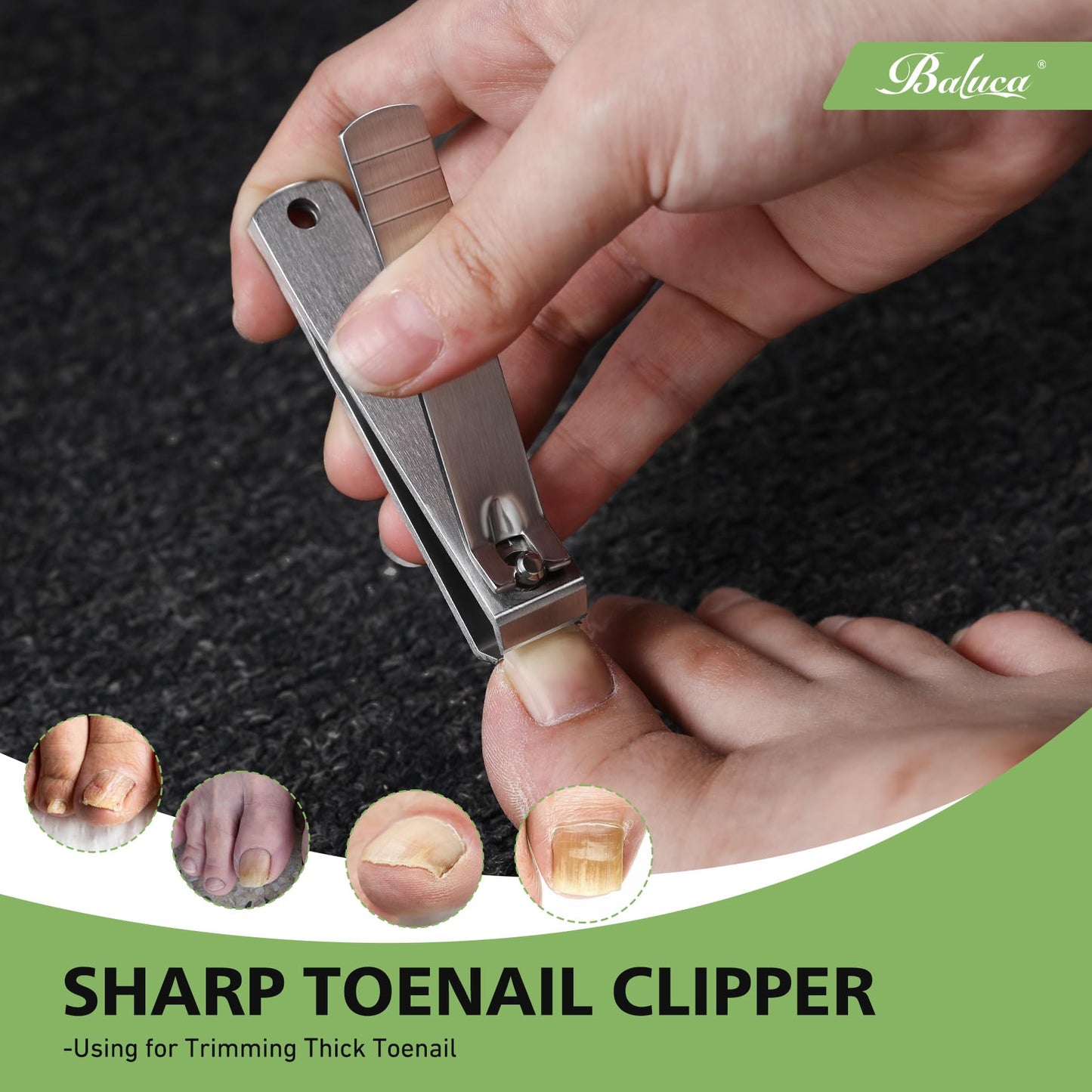 Heavy Duty Straight Blade Nail Clippers for Thick Toenails, Professional Stainless Steel Fingernail Toenail Clippers Trimmers - Thick Wide Jaw Toe Beauty and Personal Care Baluca