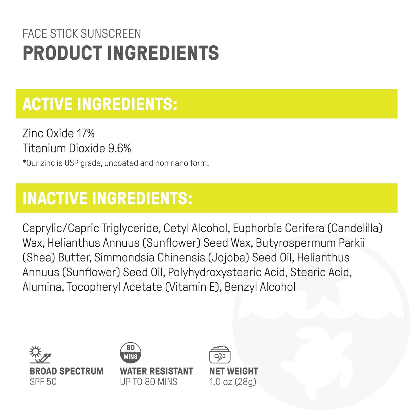Raw Elements Face Stick SPF 50 All-Natural Mineral Sunscreen - Reef Safe, Water Resistant, Broad Spectrum UVA/UVB Protection, Safe For All Ages