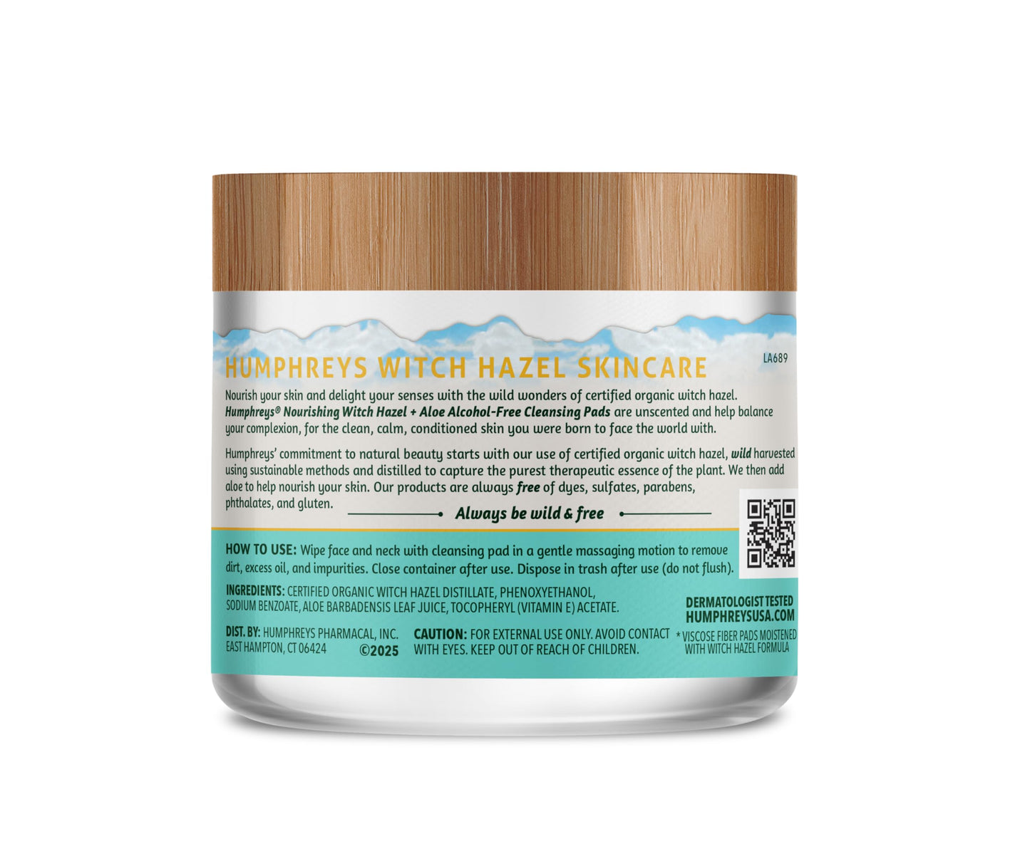 Humphreys Witch Hazel Nourishing Cleansing Pads | Wild Harvested Witch Hazel & Aloe | Hydrating, Natural Alcohol-Free Formula | 60 Rounds