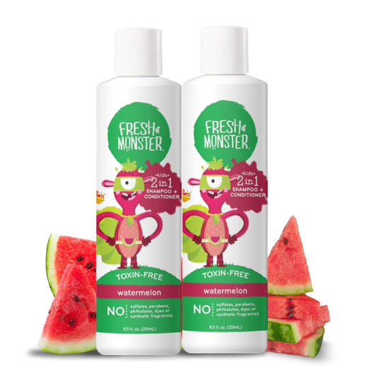 Fresh Monster 2-in-1 Kids Shampoo & Conditioner, Toxin-Free, Hypoallergenic, Tear-free Shampoo & Conditioner for Kids, Watermelon (2 Pack, 8.5oz/each) Beauty & Personal Care Fresh Monster