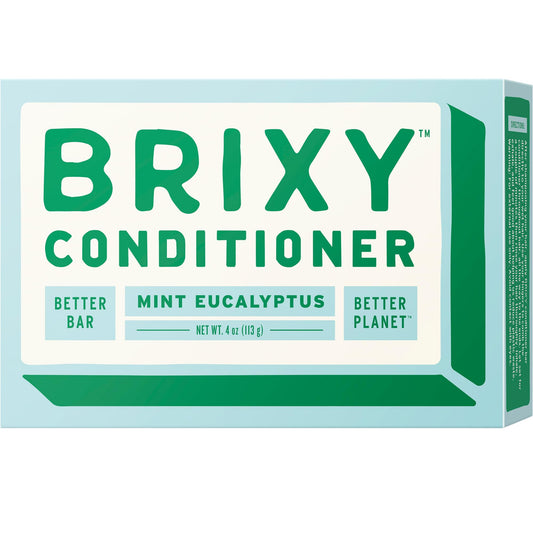 BRIXY Conditioner Bar for Hydration & Softness, All Hair Types, pH Balanced & Safe for Color Treated Hair, Vegan & Plastic-Free (1 Count, 4 oz) - Mint