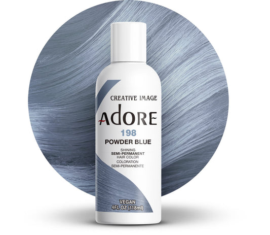 Adore Semi Permanent Hair Color (198 Powder Blue) | Vegan & Cruelty-Free Blue Hair Dye | No Ammonia, No Peroxide, No Alcohol | 4 Fl Oz