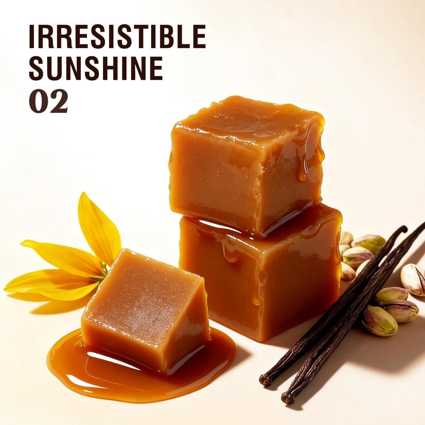 Sttes Perfume 02# Irresistible Sunshine for Women - Pistachio, Vanilla & Salted Caramel Eau de Perfume 100ml (3.4fl oz) Sweet Gourmand Caramel Vanilla Beauty and Personal Care Sttes