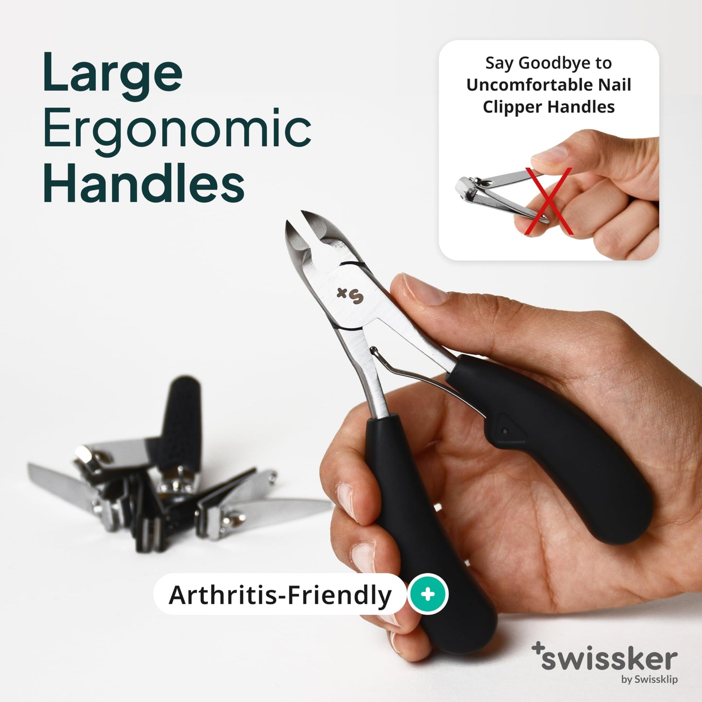 Swissker by Swissklip Heavy Duty Toenail Clippers for Men and Women - Professional Ergonomic Large Toe Nail Cutter & Trimmer for Thick Nails Seniors Beauty and Personal Care Swissklip
