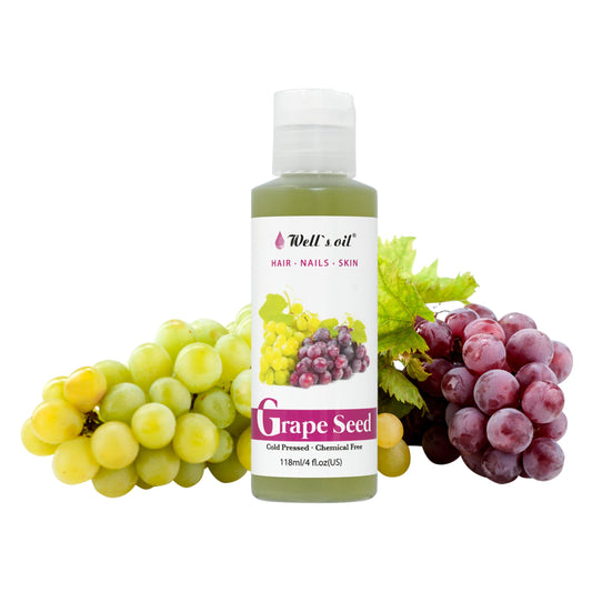 GRAPESEED OIL | 4oz (118ml) | All-Natural | For Hair, Skin & Nails | Moisturizer for Sensitive Skin Types | Refined, Cold Pressed | by Well's Oil