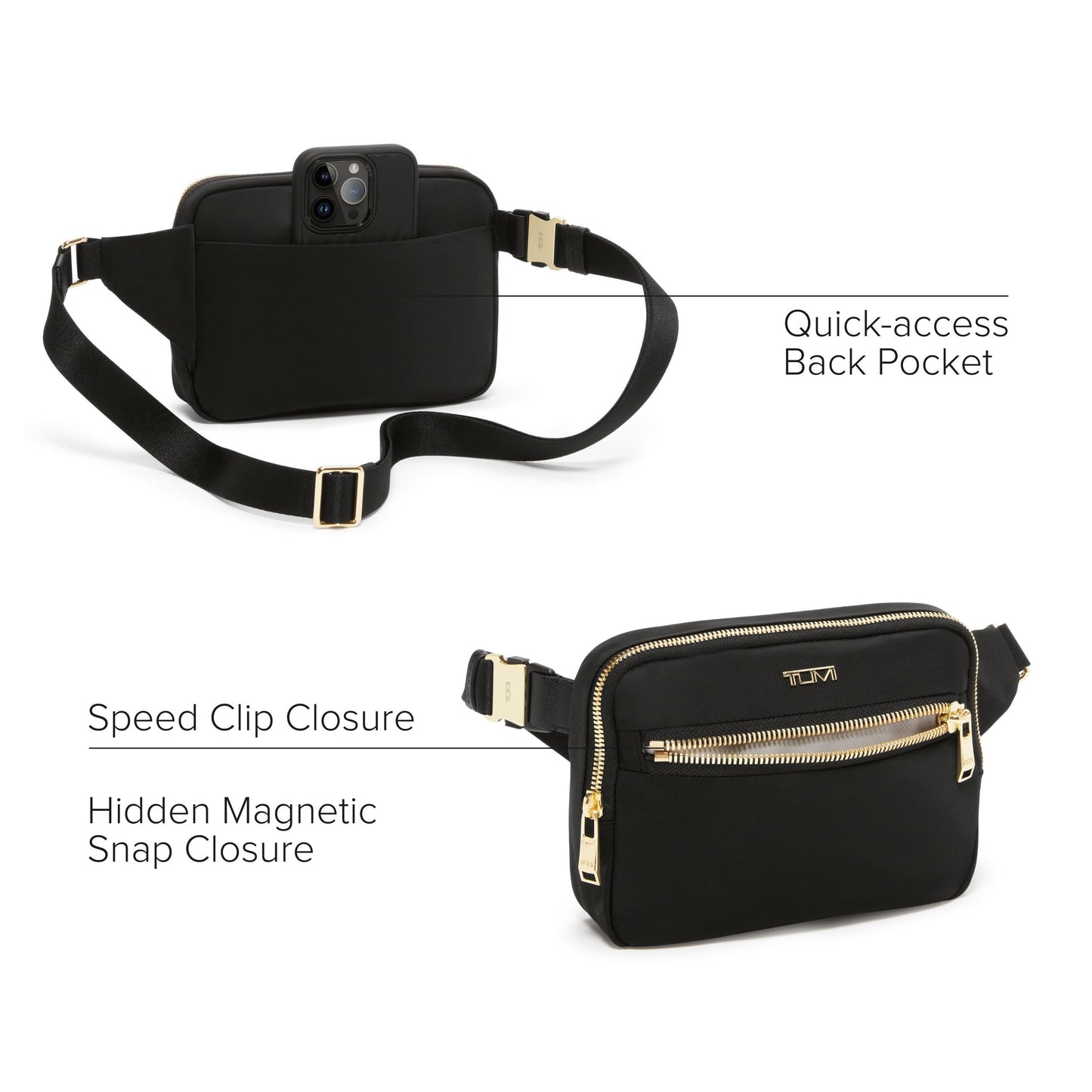 TUMI - Voyageur Sedona Crossbody Sling Bag - Nylon Crossbody Purse for Business & Travel - Stylish Women's Crossbody Bag - Black & Gold