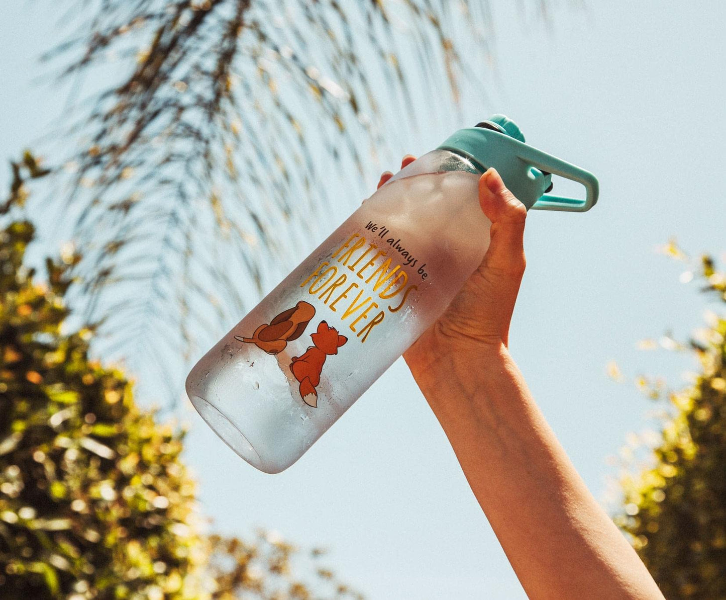 Toynk Disney Fox and the Hound Friends Forever 28-Ounce Water Bottle With Lid | BPA-Free Plastic Sports Jug With Leakproof Screw-Top Lid | Hydration