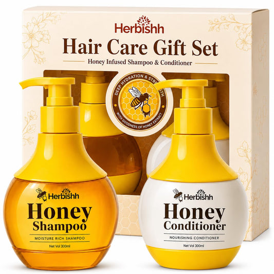 Herbishh Honey Shampoo & Conditioner Set (300 mL Each) Cleansing Shampoo for Buildup with Hydrating Conditioner for Dry & Damaged Hair, Shine Beauty & Personal Care Herbishh