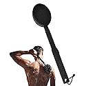 Black Wolf Silicone Body Scrubber & Exfoliator - Vibrating Loofah Shower Scrubber Brush with Handle Extension for Back - Deep Cleaning & Exfoliating