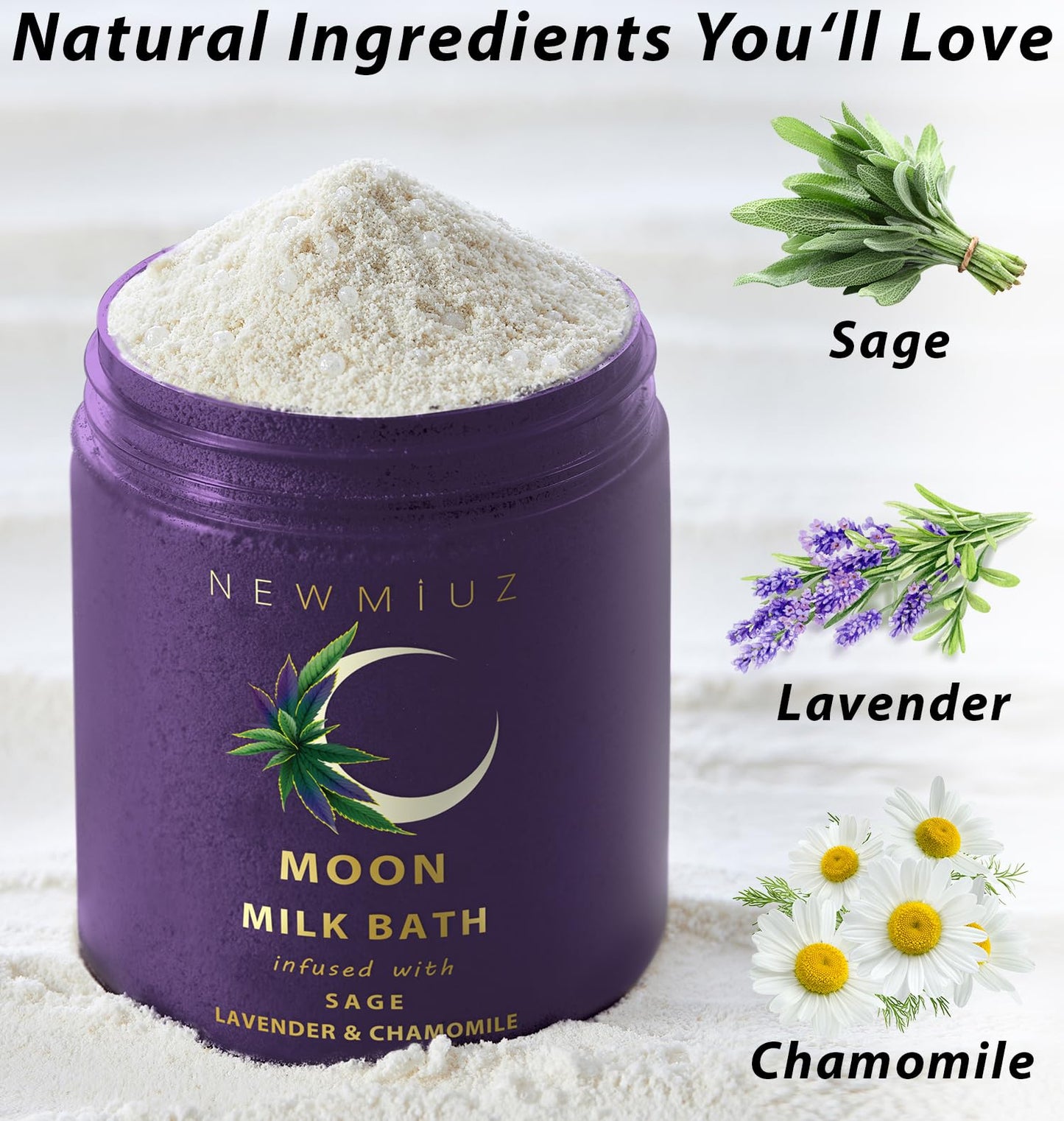 Cleansing Sage Moon Milk Bath Soak - Lavender Chamomile - Moisturize & Soften Skin Spiritual Stress Relief Gifts for Women Destress Luxury Spa Bath