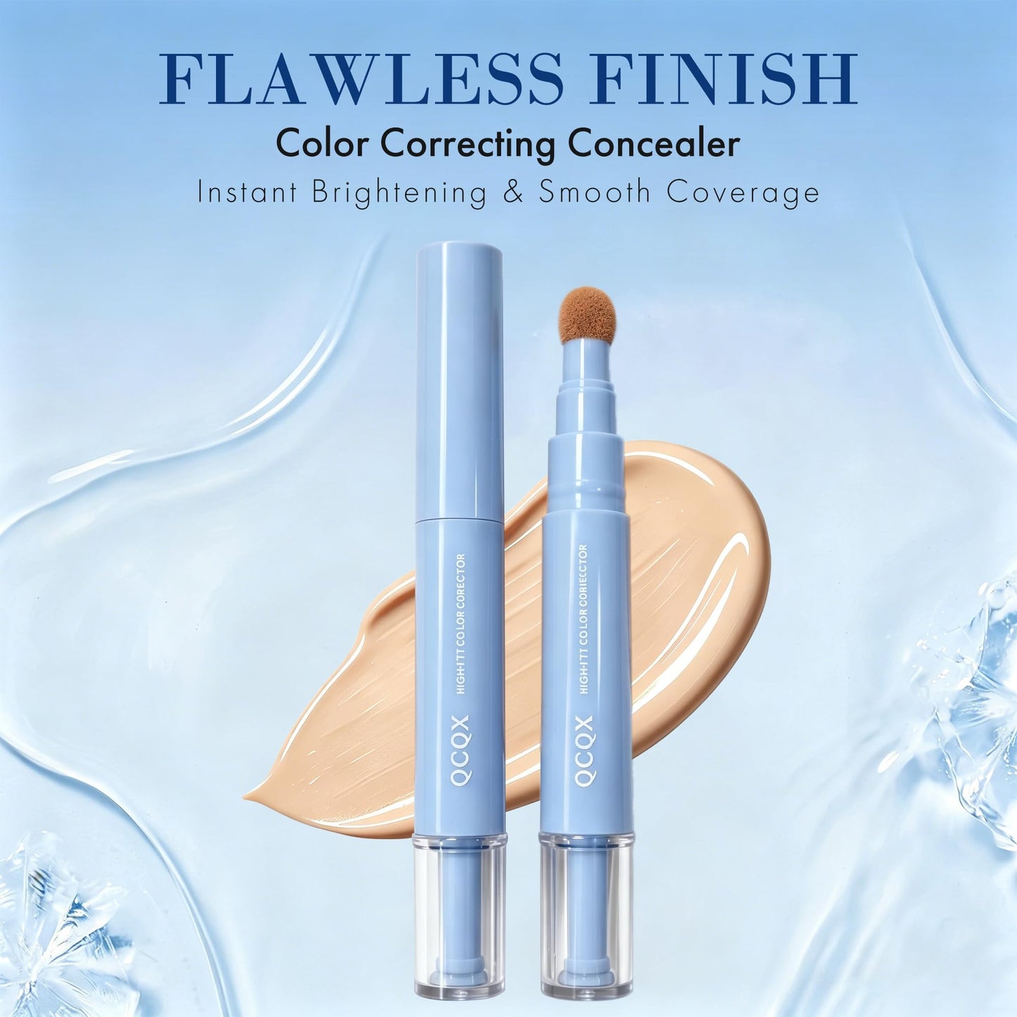 QCQX Dual-effect Concealer Pen & Foundation Eye Concealer - 24-Hour Long-LastingFull Coverage Matte Finish.Healthy Skin Glow Perfector Concealer Pen