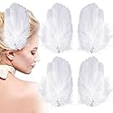ANCIRS 4 Pack Feather Hair Clips for Women, Fly-Wing Shape Hair Barrettes Accessory Hairpins 1920s Flapper Headpiece Hair Piece for Swan Lake Cosplay