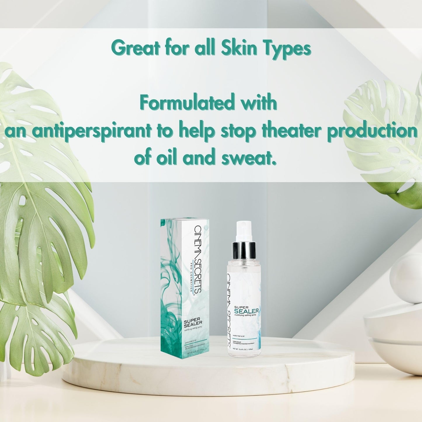Cinema Secrets Super Sealer Setting Spray - Lightweight Anti-Shine, Oil Control, Sweat-Resistant, Locks Makeup for Long-Wear & High Humidity