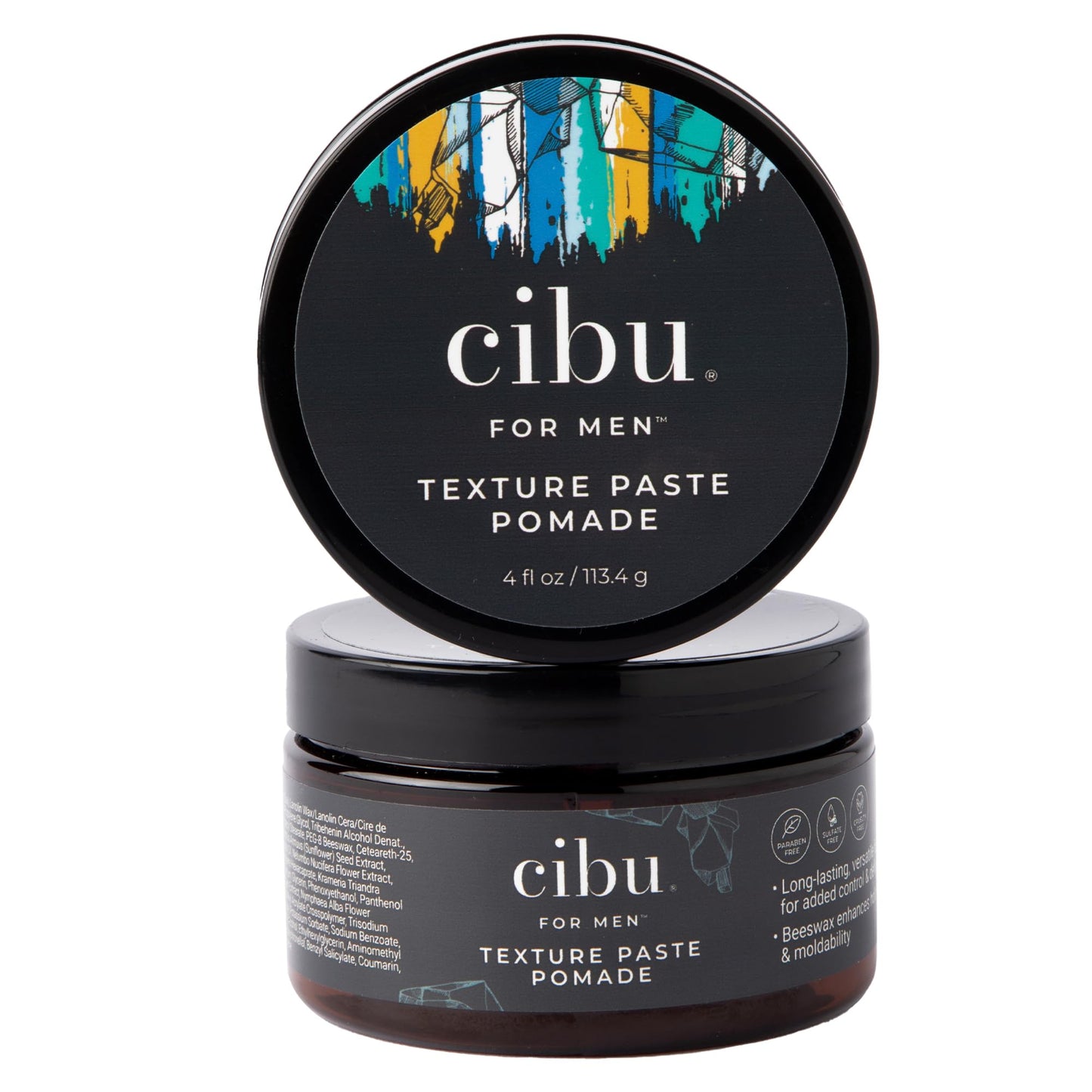 CIBU for Men Texture Paste Pomade 4 oz - Strong Hold Pomade for Men for Long Lasting Hold Texture, and Definition - Ideal for Messy, Sleek, and Casual