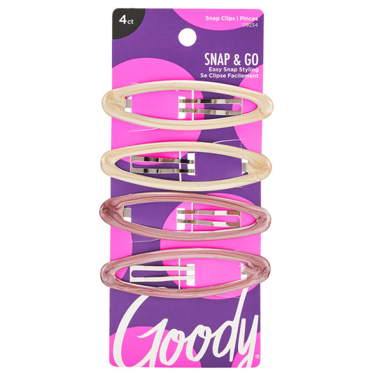 Goody Classics Goody Kids Epoxy Contour Snap Clips - 4 Count,Assorted Colors - Just Snap Into Place - Suitable For All Hair Types - Pain-Free Hair