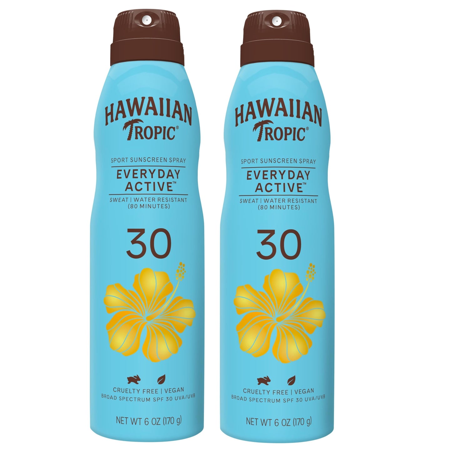 Hawaiian Tropic Everyday Active Clear Spray Sunscreen SPF 30| Hawaiian Tropic Sunscreen Spray SPF 30, Sunblock, Oxybenzone-Free, 6oz each Twin Pack