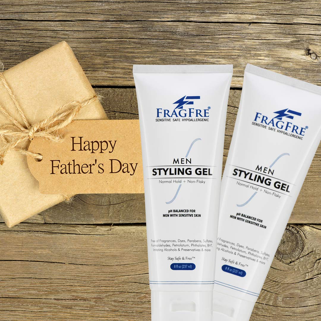 FRAGFRE Men Hair Styling Gel Fragrance Free 8 oz (2-Pack Gift Set) - pH Balanced for Men with Sensitive Skin - Not Too Firm or Light - Just Normal