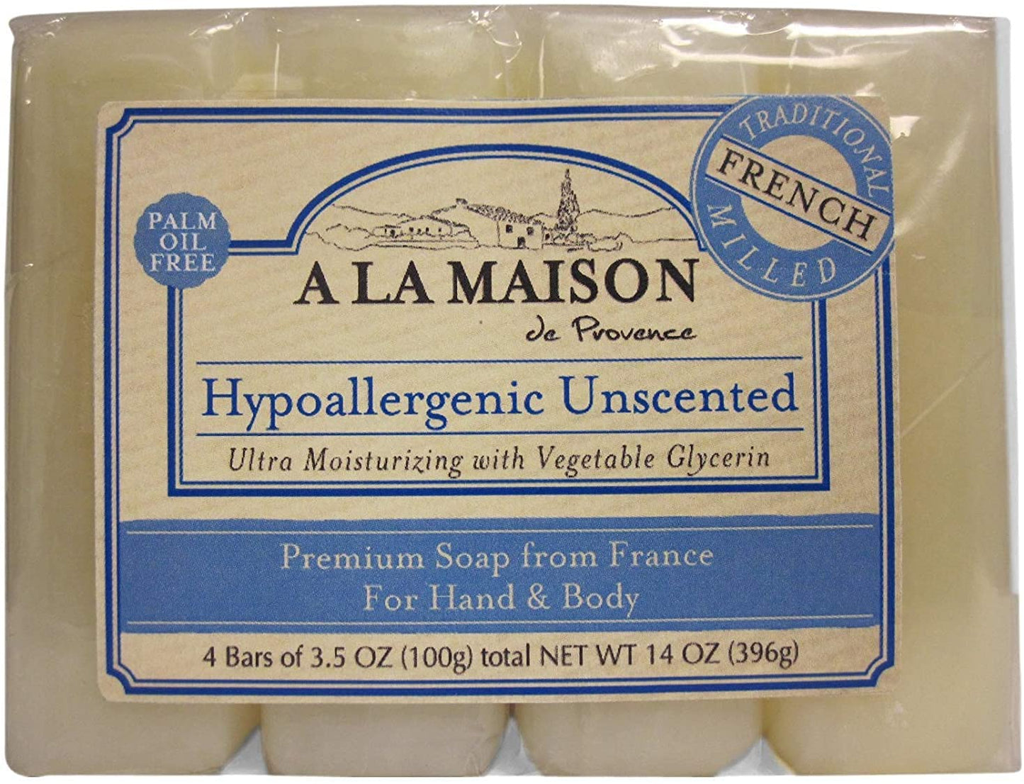 A LA MAISON Hypoallergenic Unscented Bar Soap - Triple French Milled Natural Moisturizing Hand Soap Bar (8 Bars of Soap, 3.5 oz) Beauty & Personal Care A LA MAISON