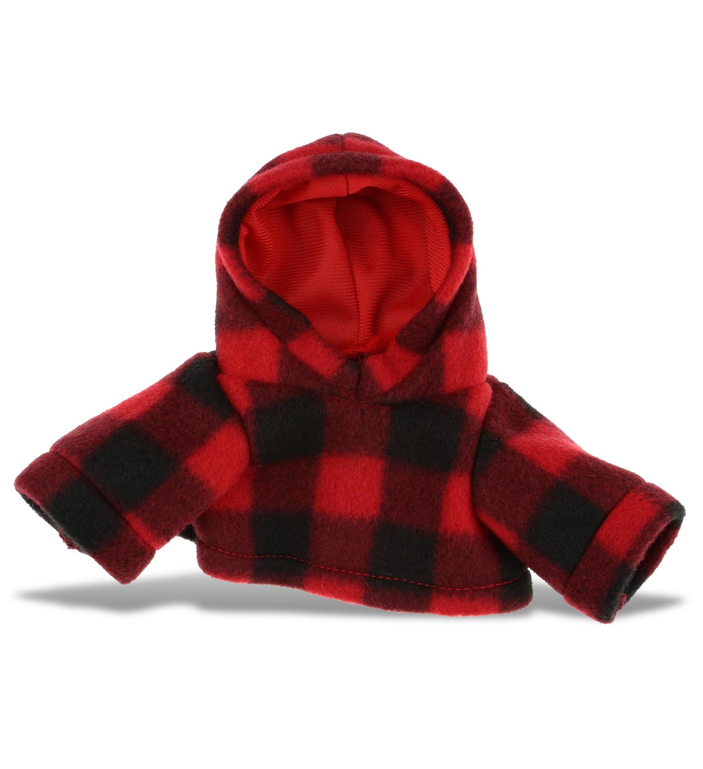 DolliBu Red Hoodie Plaid Jacket Teddy Bear Clothes - Cute Red Long Sleeve Shirt Plaid Flannel Sweater For Teddy Bear, Stuffed Animal Dress Up…