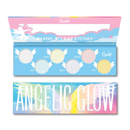 Angelic Glow Highlighter and Eyeshadow Palette by Rude Cosmetics for Women - 0.32 oz Makeup