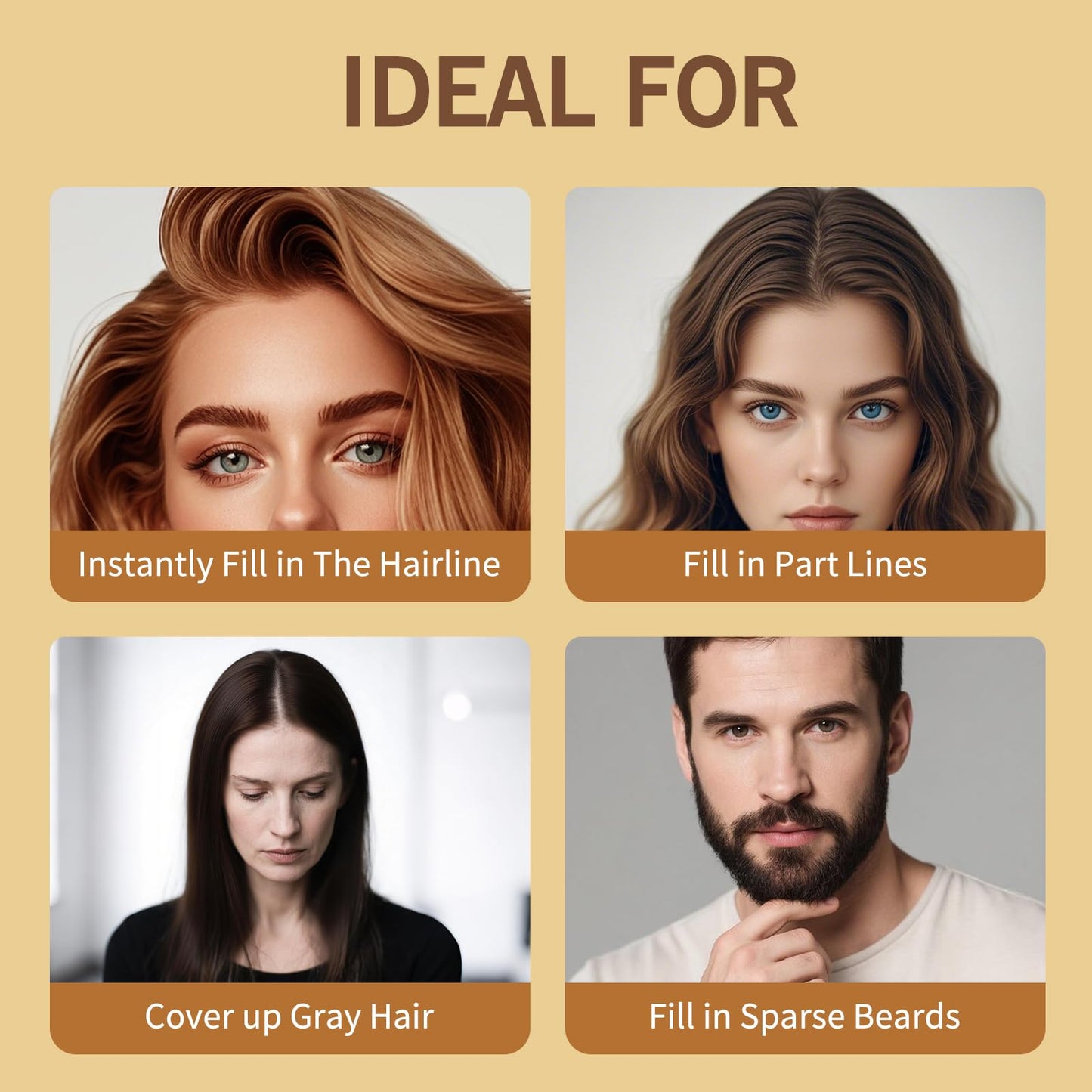 gowwim Hairline Powder(Dark Brown) Hair Root Dye, Instantly Hair Color Shadow Cover Gray Hair Root, Hair Touch-Up, Thin Hair Powder 4 g
