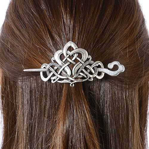 Viking Celtic Hair Clips Hairpins- Viking Hair Accessories Celtic Knot Hair Pins Antique Silver Hair Sticks Irish Hair Decor Accessories for Long Hair