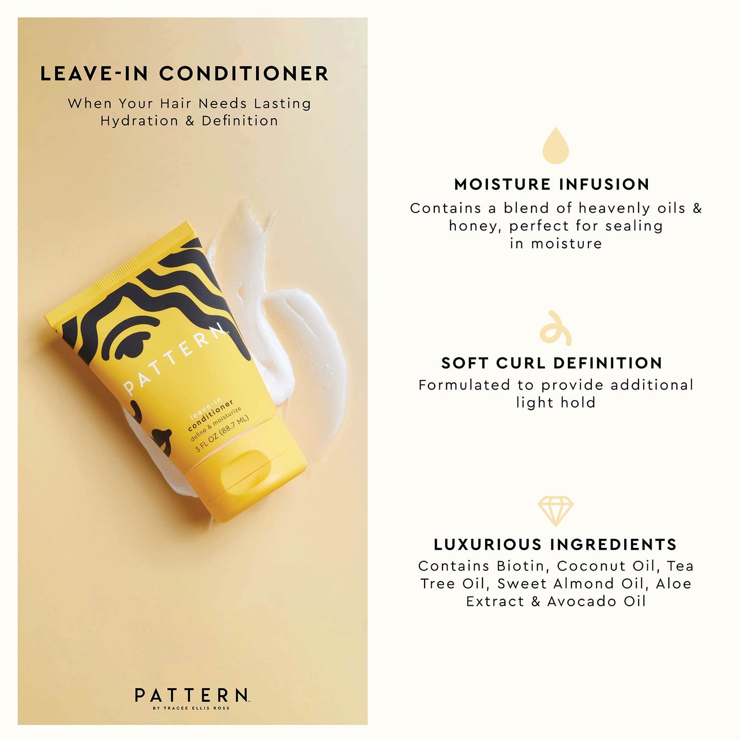 PATTERN Beauty by Tracee Ellis Ross Leave-In Conditioner 25 fl oz - Rich Moisture for Curly, Coily and Tight-Textured Hair, 3a to 4c Beauty and Personal Care PATTERN