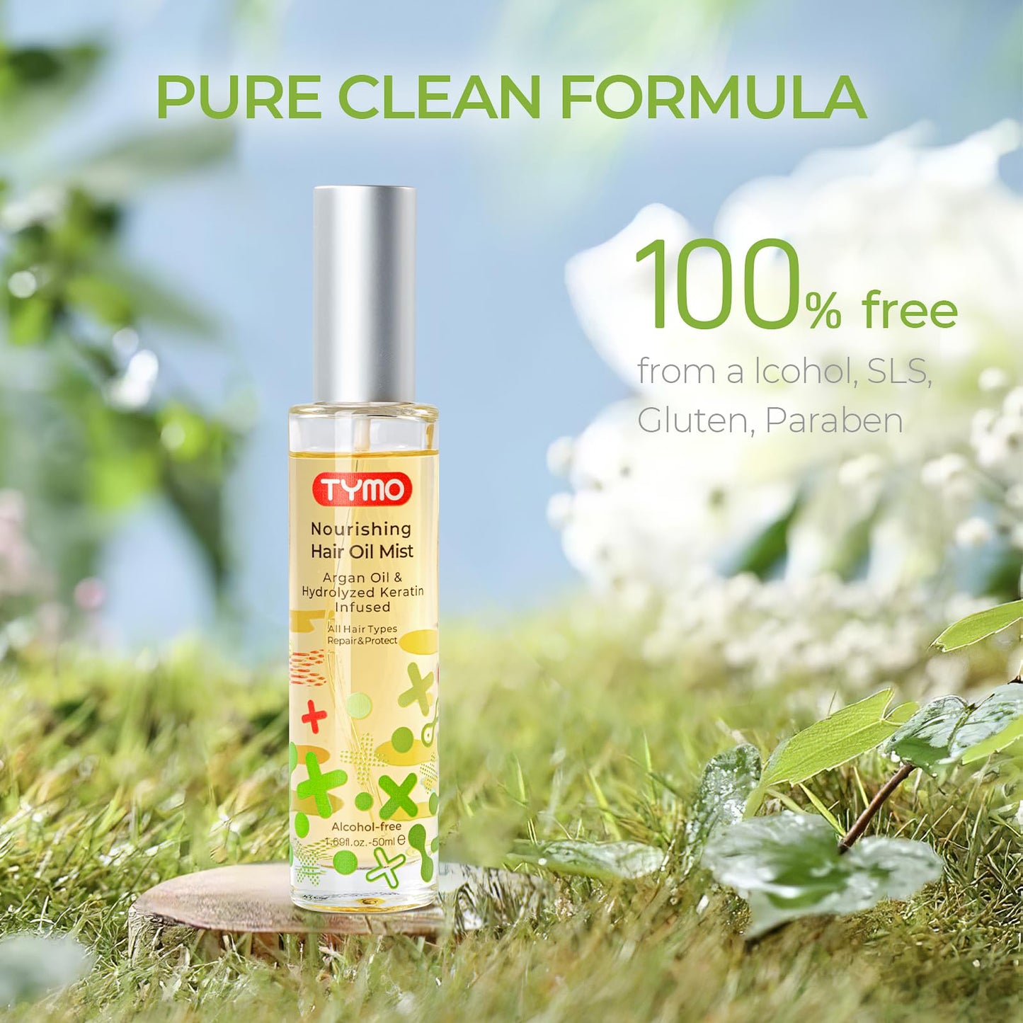 TYMO Argan Hair Oil Spray - Hydrating Natural 6 Blend Oil for Frizzy & Dry Hair, Organic Pure Formula, Daily Use for Hair, Smooth Damaged Ends, Olive