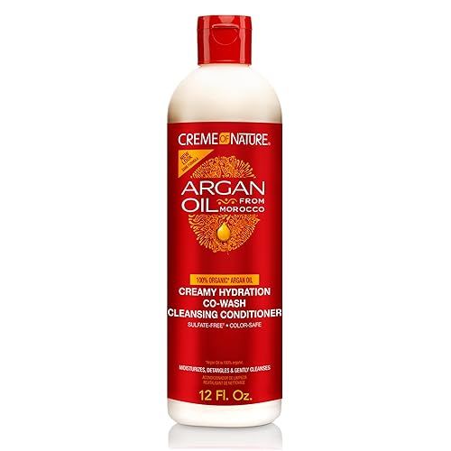 Creme of Nature Creamy Hydration Co-Wash Cleansing Conditioner, Gently Cleanses & Hydrates, Sulfate-Free, Color Safe, Infused with Argan Oil, 12 oz