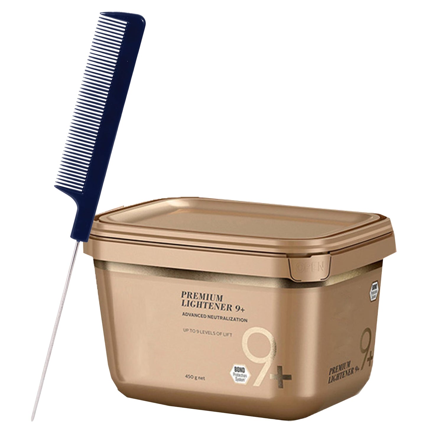 BlondeMe Lightener 9+ Bleach 450g with Pin Tail Comb - Professional Hair Bleach Powder for Up to 9 Levels of Lift and Precision Application